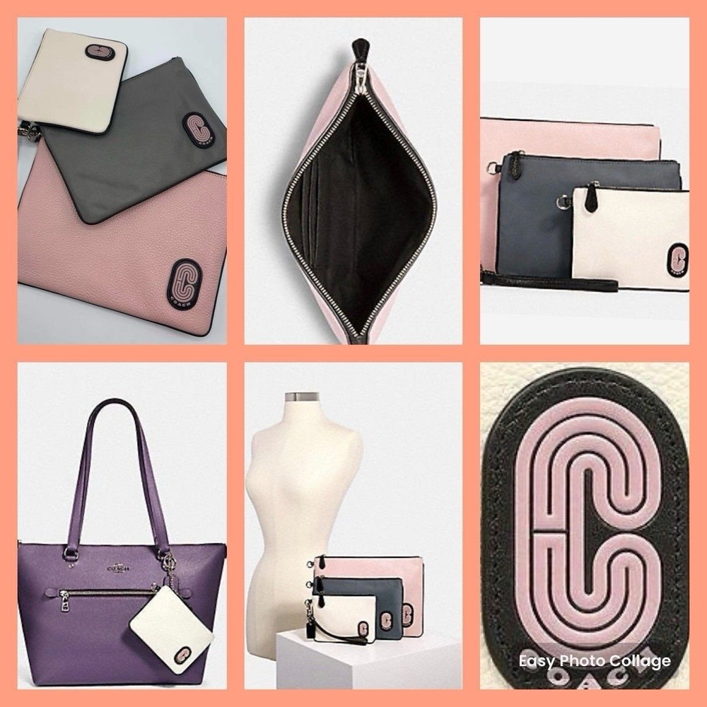 COACH POUCH BAG TRIO IN COLORBLOCK NEW